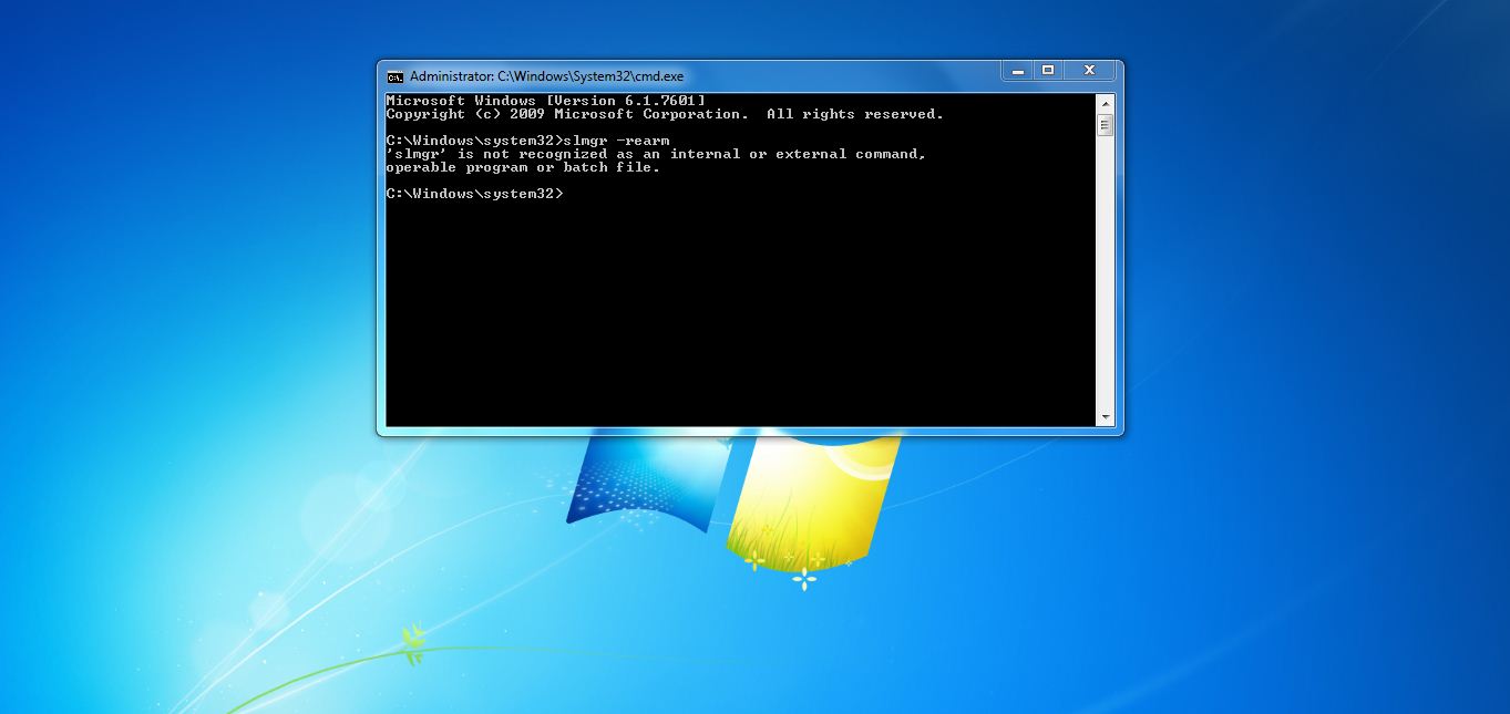 This Copy Of Windows Is Not Genuine - 'slmgr' is not recognized as an internal or external command, operable program or batch file