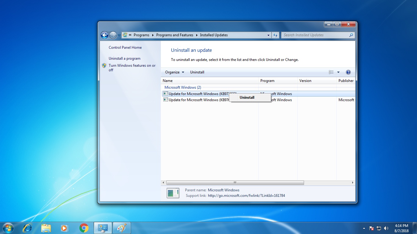 How to Uninstall An Update In Windows 7 (All version)